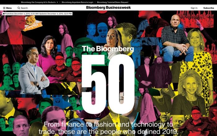 The Bloomberg 50 website preview