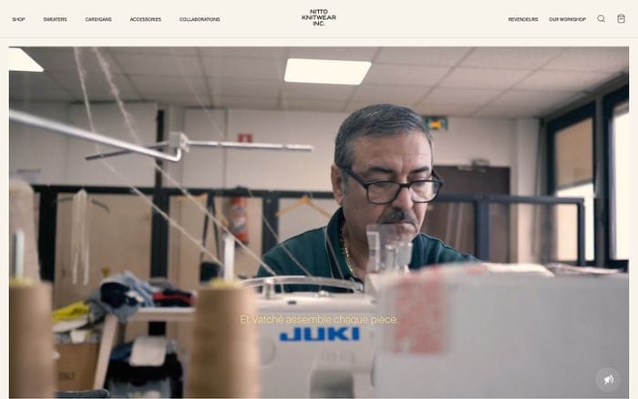 Nitto Knitwear website preview