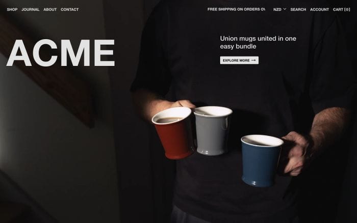 Acme Cups website preview