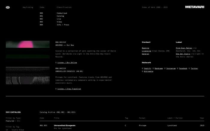 METAVARI — ABSURDA, Out now on One Way Static Records website preview