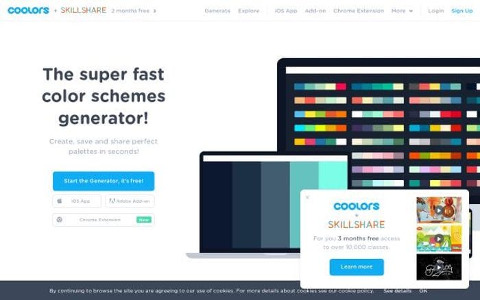 Coolors website preview