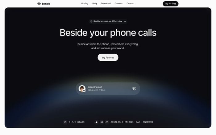 Beside website preview