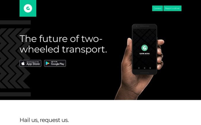 Gokada - The future of two-wheeled transport. website preview