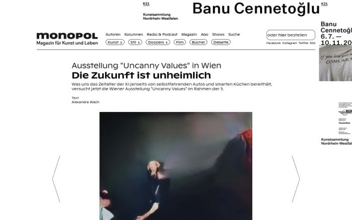 Monopol | Magazin für Kunst und Leben website preview