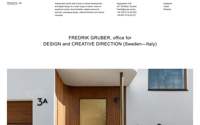 Fredrik Gruber — Office for Design & Creative Direction website preview