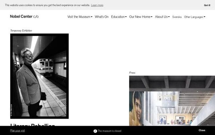 Nobelcenter website preview