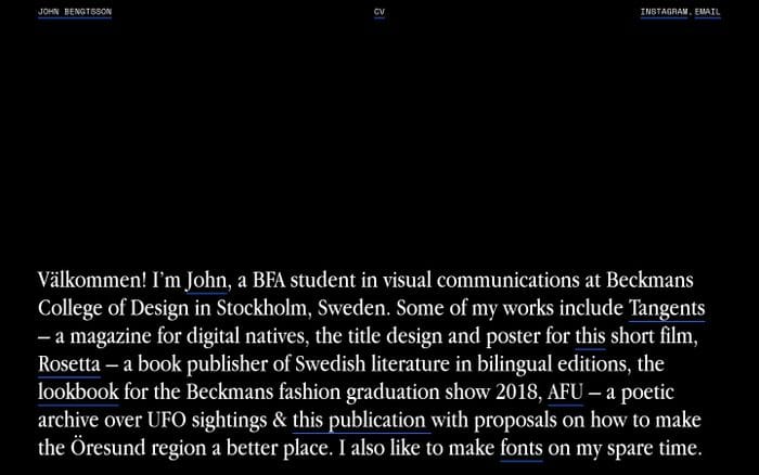 John Bengtsson website preview