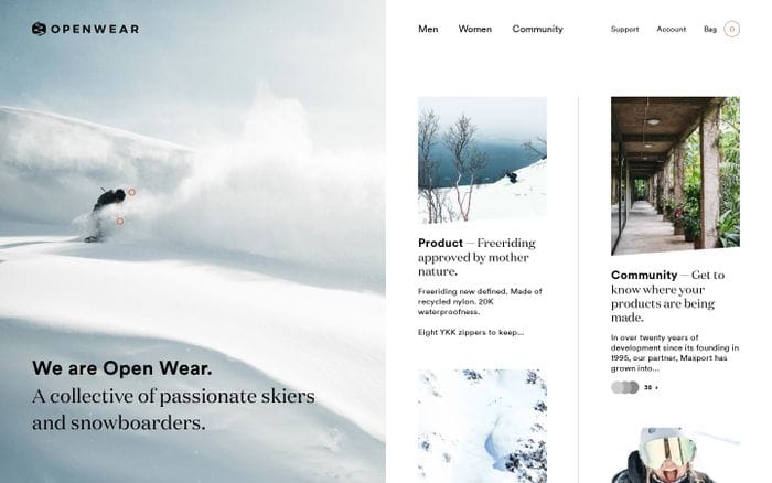 Open Wear website preview