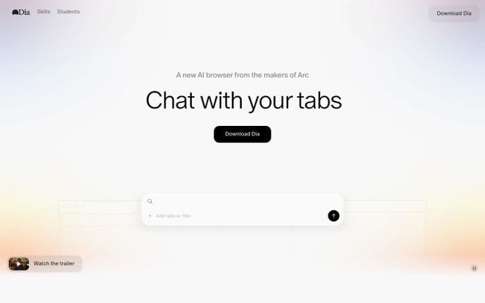 Dia Browser website preview