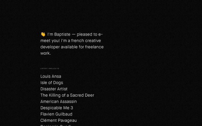 Baptiste Briel - ½ of Suspended Animations website preview