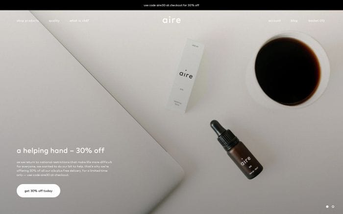 Aire website preview