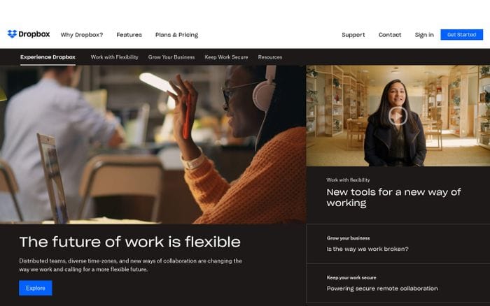 Experience Dropbox website preview