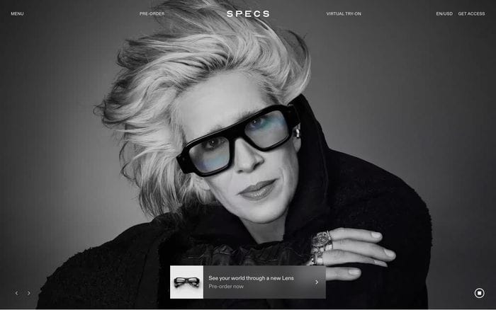 Specs website preview