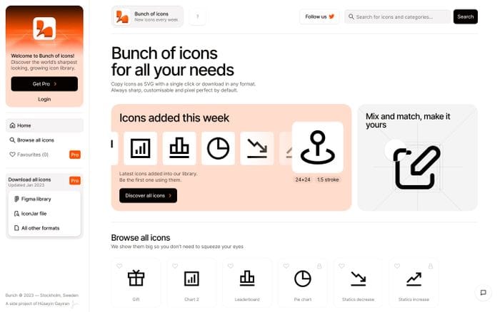 Bunch of icons website preview