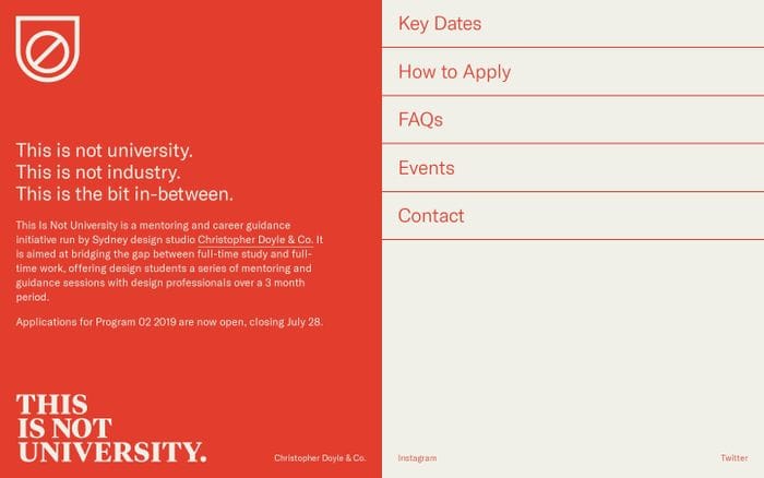 This Is Not University website preview