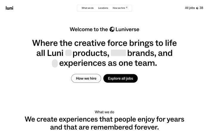 Luni website preview
