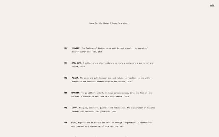 Song for the Mute. A long-form story. website preview