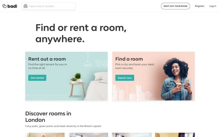 Badi - Rooms for rent and roommates website preview