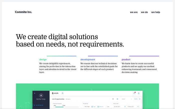 Commite Inc. — We create digital solutions based on needs, not requirements. website preview