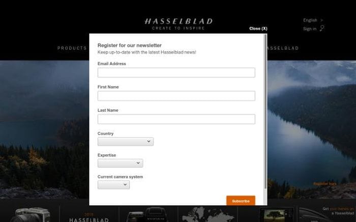 Hasselblad website preview