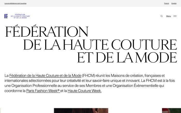 Fédération de la Haute Couture et de la Mode website preview