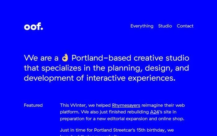 Oof website preview