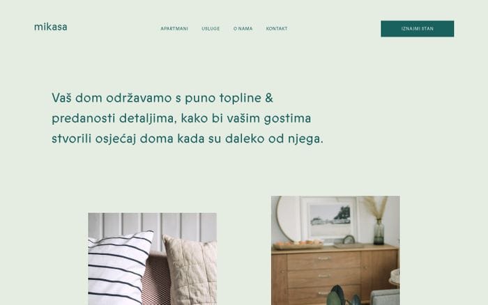 Iznajmljivanje i održavanje apartmana - Mikasa Studio website preview