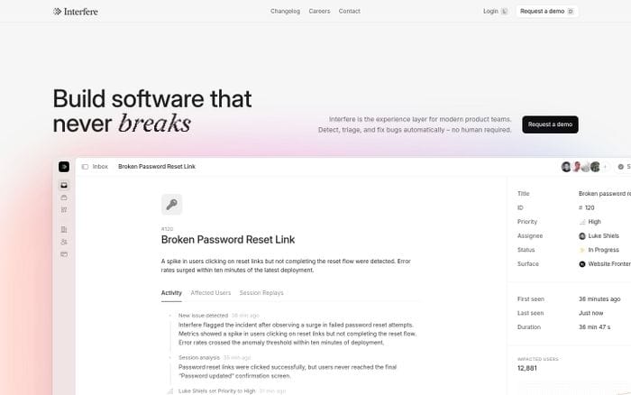 Interfere website preview