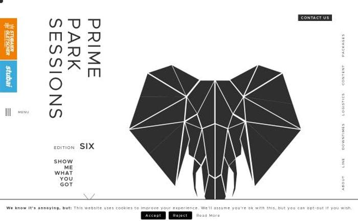 Primeparksessions website preview