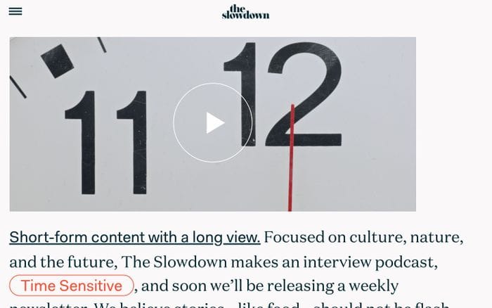 The Slowdown : Culture. Nature. Future. website preview