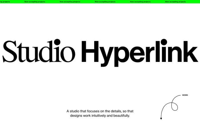 Studio Hyperlink website preview