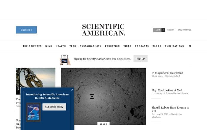 Science News, Articles, and Information - Scientific American website preview