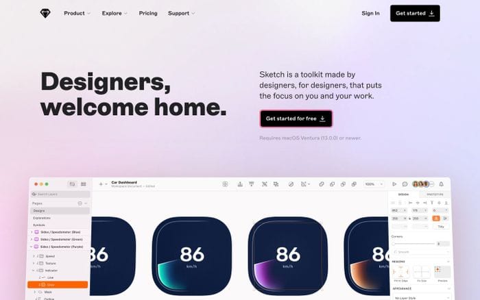 Sketch website preview