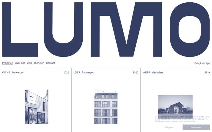 Lumo architecten website preview