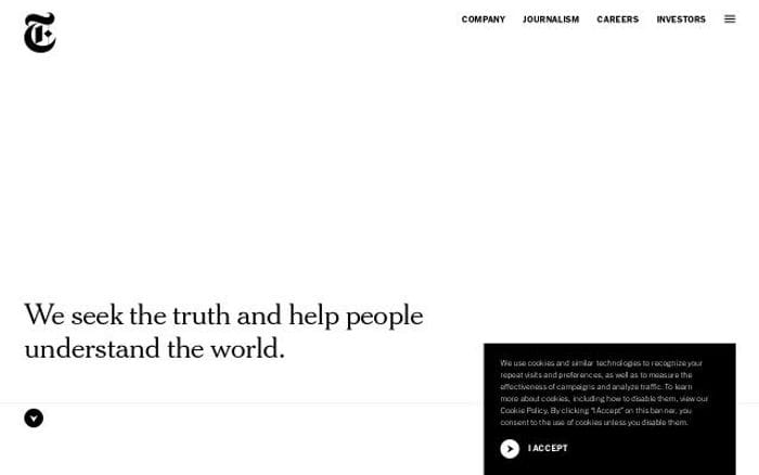 The New York Times company website preview