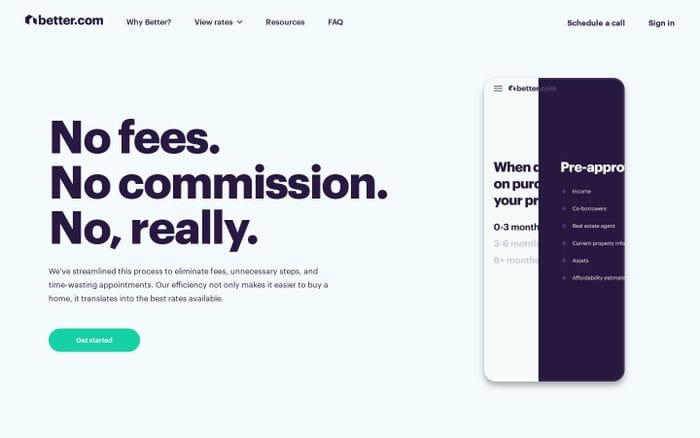 Simple, Online Mortgage | Better.com website preview