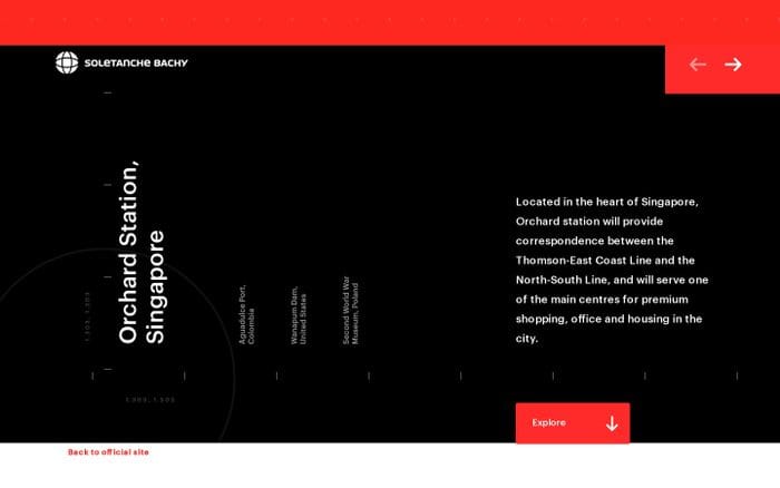 Soletanche Bachy - Orchard station and tunnels, Singapore website preview