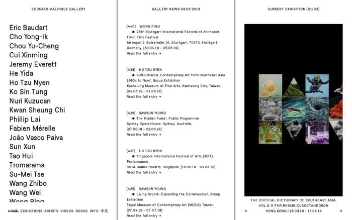 Edouard Malingue Gallery website preview