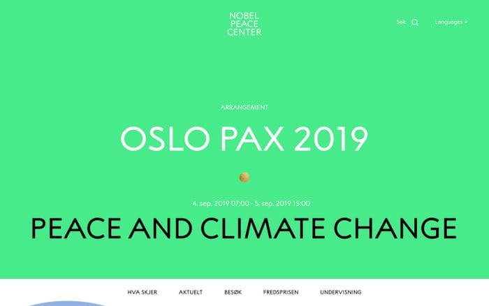 Nobels Fredssenter website preview