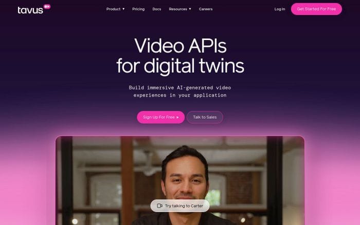 Tavus website preview