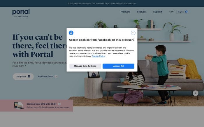 Facebook Portal website preview