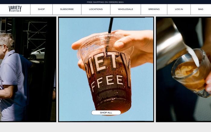 Variety Coffee website preview