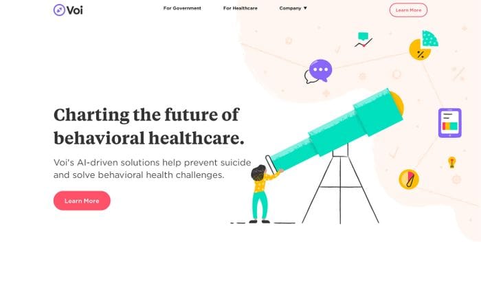 Voi - Detect suicide risk, reach those in need website preview