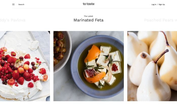 To Taste | A modern-day recipe box website preview