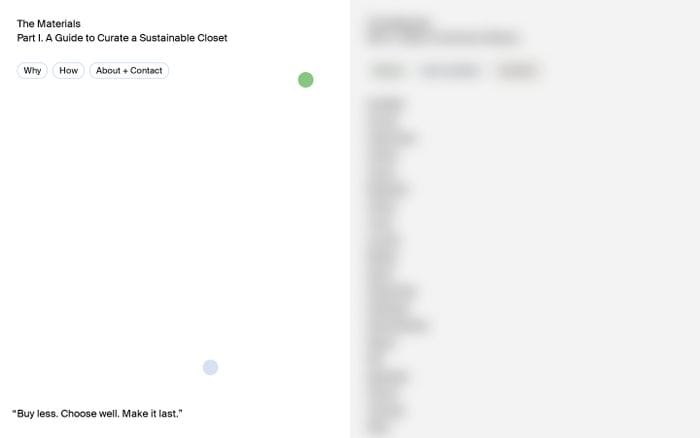 The Materials – A Guide to Curate a Sustainable Closet website preview