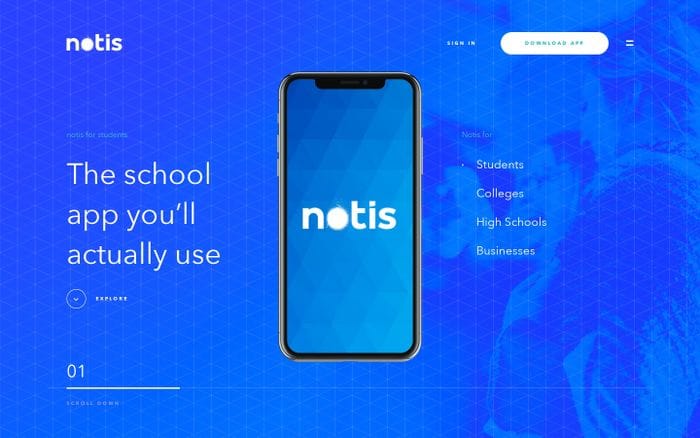 Notis website preview