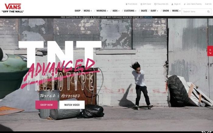 Vans website preview
