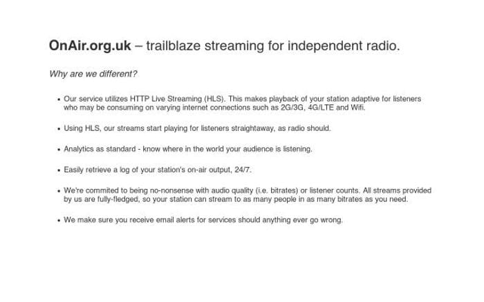 Onair website preview
