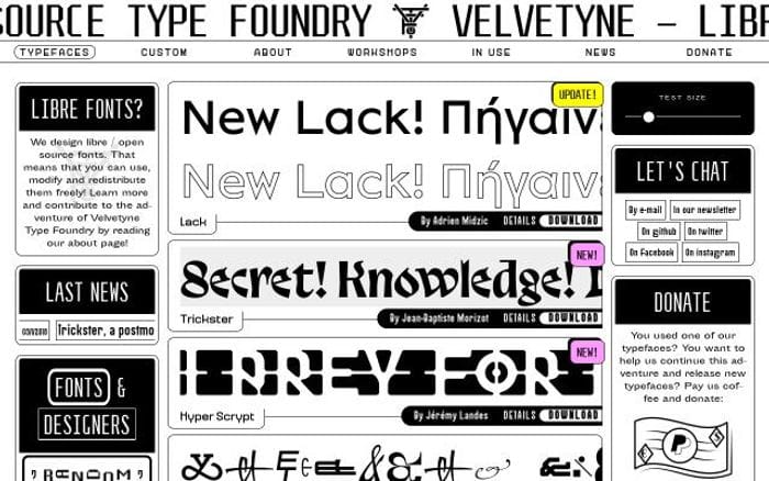 Velvetyne website preview
