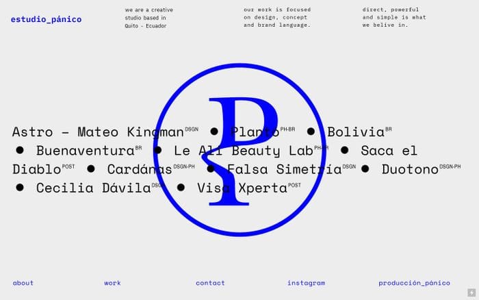 panico website preview